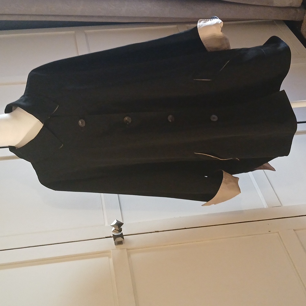 Maggie Barnes Reversible Black and Cream Trench Coat Jacket Size 2XL